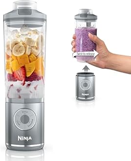Ninja Blast Max, Portable Blender + Twist & Go, Personal Blender, Smoothie, Blend, Ninja Crush, 3 Programs, Cordless, 625 ml Detachable Container, Dishwasher Safe, Leak-Proof, Silver