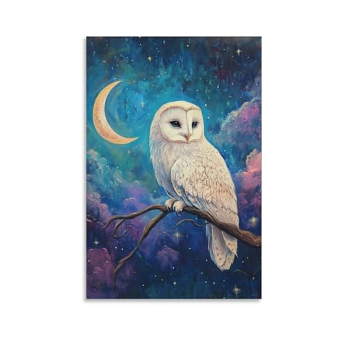 Tableau chouette murale impression sur toile 50x75cm TNSGHAVED