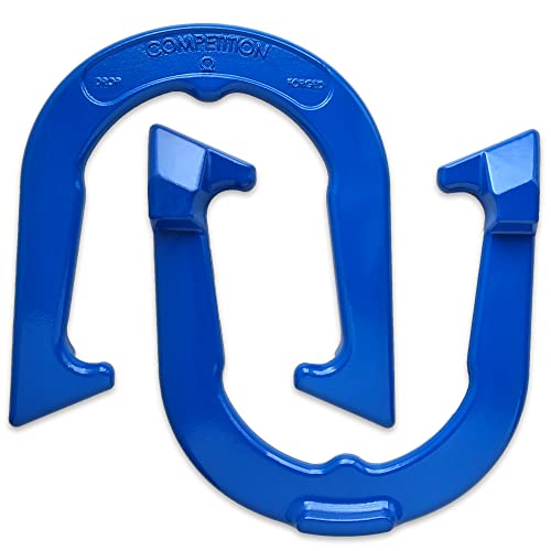 Competition Tournament Pitching Horseshoes - Blue Finish - NHPA Sanctioned for Tournament & League Play - Drop Forged Construction - One Pair (2 Shoes)