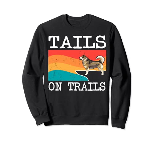 Tails On Trails Alaskan Malamute Dog Funny Hiking Sweatshirt, Black