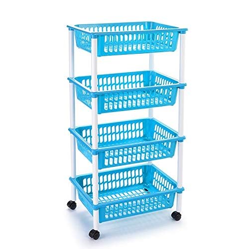 Acan Tradineur - Carrito portaobjetos Multiusos para organizar los Espacios domésticos, plástico Resistente, almacenaje, Frutas, Verduras, Fabricado en España (Azul - 4 Cestas)