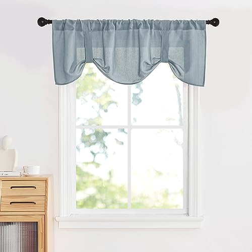 NICETOWN Linen Valance for Kitchen Windows/Bathroom/Living Room Blackout Window Valance Thermal Insulated Rod Pocket Curtains for Window Covering, 52"