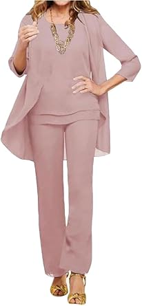 3 PC Chiffon Mother of The Bride Pants Suits Wedding Guest Outfit Formal Evening Dress Wedding Party Outfit