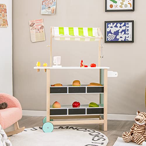 Infans TP10057 Wooden Grocery Store Marketplace Toy, Supermarket Pretend Play, Extra Storage 6 Ice Creams Scales Bells Chalkboards, Fun Indoor Farmer'S Market Stand Set Gift thumb #7