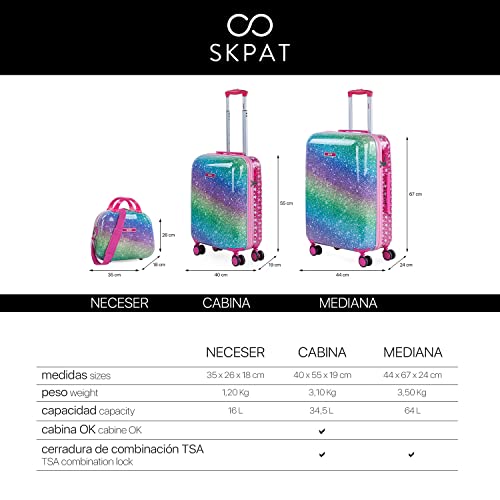 Miniatura 7 de Skpat - Maletas De Viaje Cabina - Maleta Cabina Niña 55x40x20 - Maleta Infantil. Maleta Niña De Cabina Con 4 Ruedas - Maletas De Viaje Infantiles 131350, Fucsia