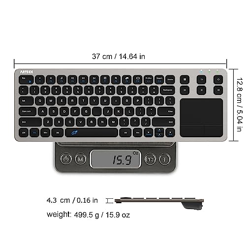 Wireless Keyboard, Arteck 2.4G Wireless Touch Tv Keyboard With Easy Media Control And Built-In Touchpad Mouse Solid Stainless Ultra Compact Full Size Keyboard For Tv-Connected Computer, Smart Tv, Htpc #TOP5