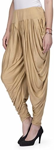 Legis Viscose Relaxed Yoga Fitness Active and Dance Wear Dhoti Pants for Women One Size - Beige