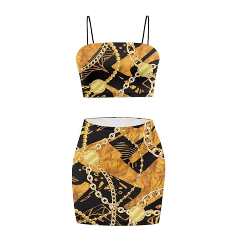 Image of 2025 Sexy Spaghetti Strap Crop Tops and Bodycon Skirt Casual 2 Piece Set S-4XL