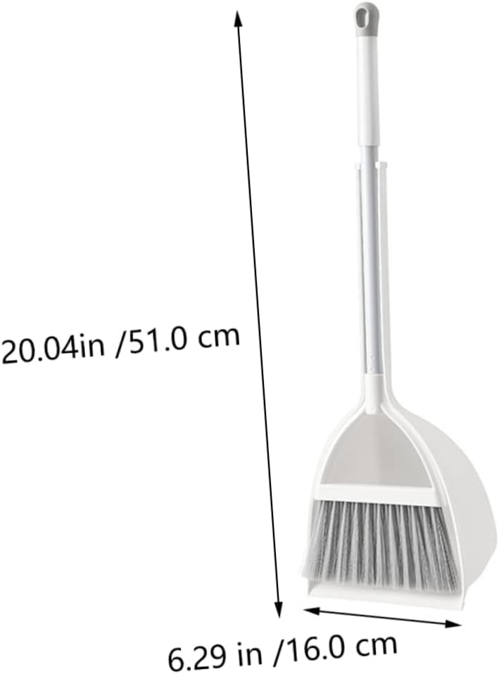 Kids Mini Broom Dustpan Set, Adjustable PP Cleaning Tools, White