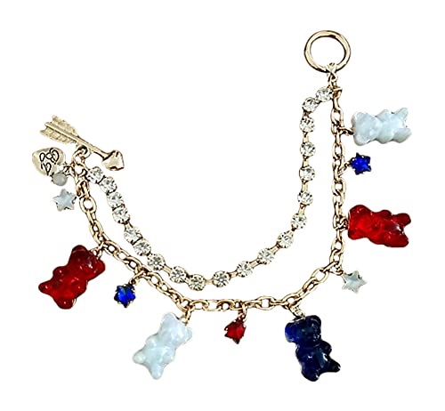 Betsey Johnson Double Strand Red White & Blue Gummy Bear Charm Bracelet #TOP25
