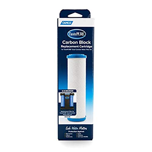 Image of Camco Evo X2 0.5-Micron Carbon Block RV Water Filter Replacement Cartridge - Compatible with Evo X2 & Evo X3 Premium RV Water Filter Kits - Removes Sediment & Particles & Reduces Chlorine (40638)