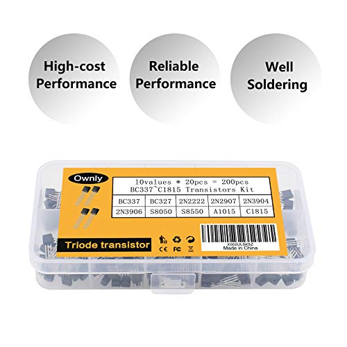 image for WOWOONE 200Pcs 10Values Transistors Assortment Kit, A1015 BC327 BC337 