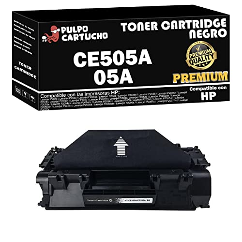 Pulpo Cartucho   Toner CE505A Premium Negro Compatible con HP CE505A Premium/Ref. 05A   Valido para Laserjet P2030, P2033, P2034, P2035, P2036, P2037, P2050, P2053, P2054, P2055, P2056, P2057