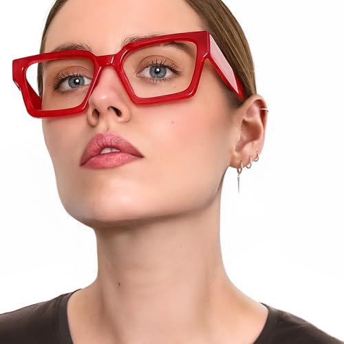 Image of livho Oversized Eyewear Frame for Woman and Men - Rectangle Fashion Glasses for Computer, Chic Preppy Frame