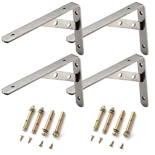 Soporte para Estante   Soporte de Angulo para de Acero Inoxidable, Soporte de Esquina 90 Grados Marco de Pared (4 Pcs, 200 * 140mm)