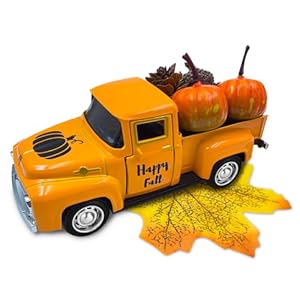 Vintage Truck Decor Farmhouse Tiered Tray Decor Old Metal Truck Decor with Pumpkin Kitchen Table Centerpieces Coffee Table Decor Pickup Truck Car Model for Home Decorations Office Desk Decor