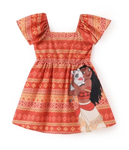 Image of Disney Stitch Minnie Frozen Elsa Princess Girls Backless Dress Off Shoulder /Short Sleeve Cinched Waist Kids Clothes Ages 2-13