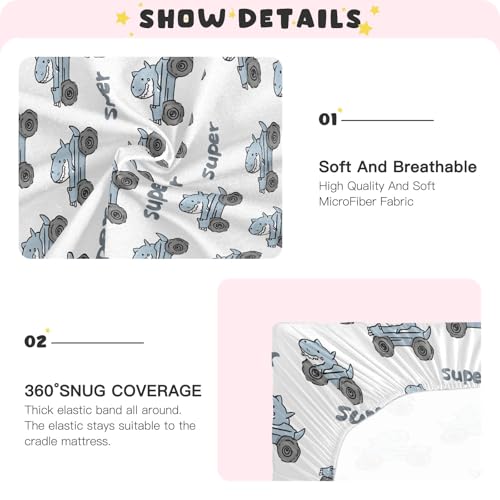 Image of Fish and Fish Small Car Crib Sheets Stretchy Portable Sheets for Baby Toddler Breathable Soft Crib Mattress Sheet for Girls Boys
