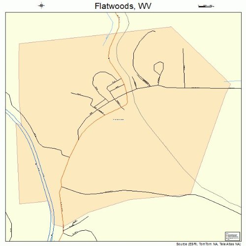 Large Street & Road Map of Flatwoods, West Virginia WV Printed poster