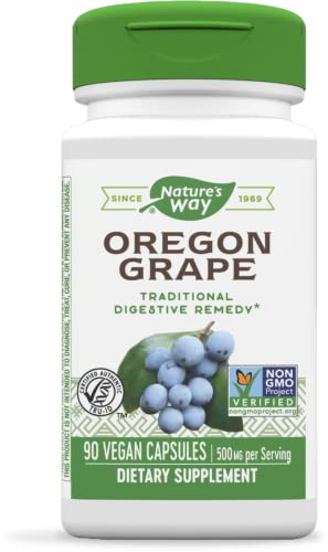 Nature’s Way Oregon Grape, Traditional Digestive Support*, Non-Gmo Project Verified, 500 Mg Per Serving, 90 Capsules #TOP13