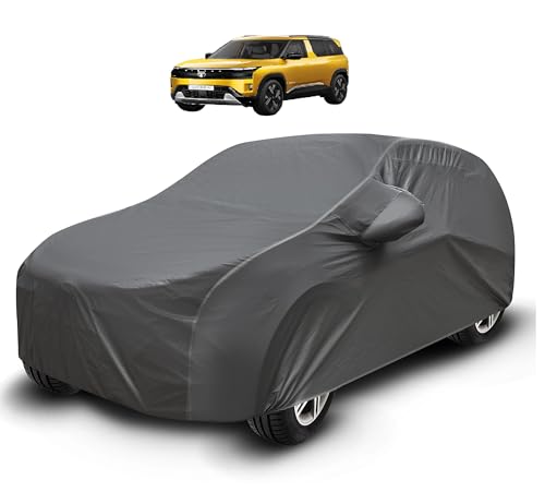 Image of Auto Hub Car Cover Compatible with Tata Sierra with Mirror Pocket, Soft Cotton Lining, Sierra Car Cover Waterproof - Grey
