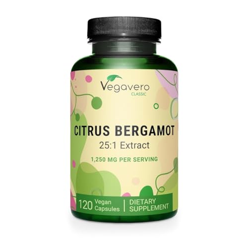 Vegavero Citrus Bergamot Supplement | 1250 mg Extract (25:1) | 120 Capsules | Supports Normal Cholesterol, Heart & Healthy Aging* | NO Artificial Additives & Vegan