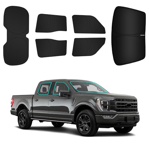 ARISMOTOR Car Window Shades for Ford F150 4Door 2021-2026, Custom Fit Foldable Side Rear Windshield Sunshade Sun UV Rays & Privacy Curtains Protection for Camping, Napping, Relaxing, of 6