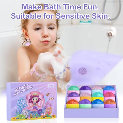 Mermaid Bath Bombs for Girls with Surprise Inside, 12pcs Shell Grils Bath Bombs with Mermaid Jewelry Toys for Kids, Fizzies Kids Bubble Bath Bomb Gift Set for Easter Birthday Mermaid Party Favors - Image 6