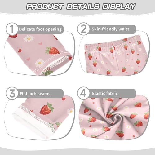 Girls' Athletic Leggings Ankle Length Yoga Dance Pants Kids Teen 4T Strawberry Daisy3
