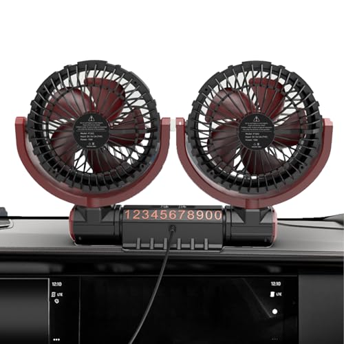 Genérico Ventilador de Coche,3 Velocidades Doble Cabezal Ventilador De Coche | Dispositivo Silencioso USB Ajustable 360° Para Mascotas Y Niños Con Rotación Completa Para Viajes