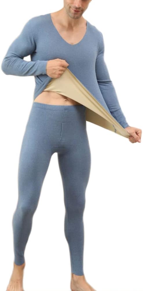 HSQSMWJ Thermal Underwear for Men Warm Base Layers with Fleece Lined for Cold Weather Thin Base Layer Tops & Bottoms Leggings
