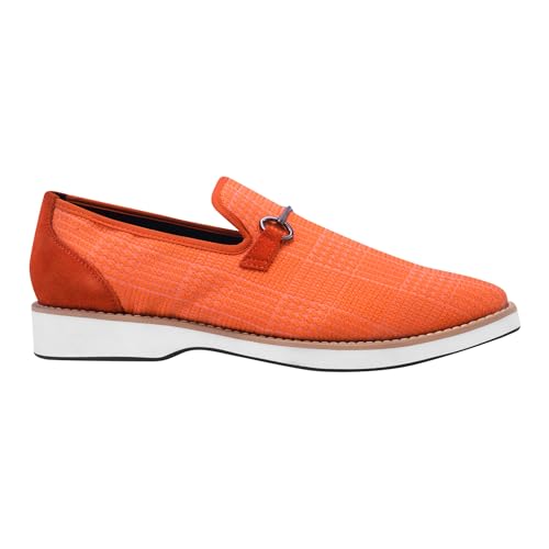 Image of LIBERTYZENO Mens Tuxedo Canvas Textile and Suede Leather Noble Loafers and Slip On Wedding Party Shoes for Easter Gift