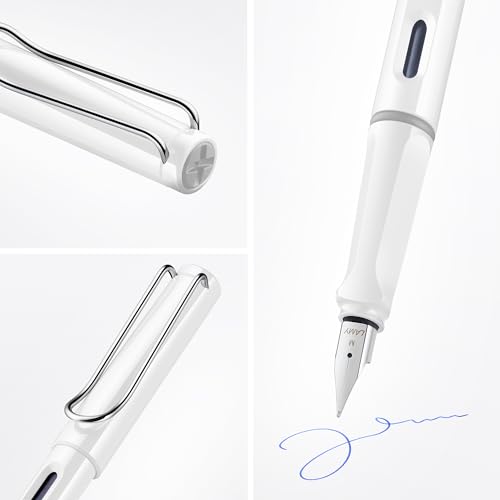 Image of Lamy Safari White Fountain Pen Medium Nib with T10 Blue cartridge and Z28 Convertor