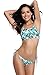 Produktbild SHEKINI Damen Bandeau Blumendruck Bikini Set Sport Bademode Badeanzug Neckholder Gepolstert Strandkleidung mit Tropische Blätter S M L XL (Large, Blätter Drucken)