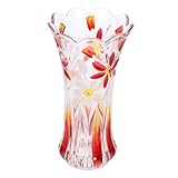 TOPPERFUN Florero de Cristal Grueso Decorativo con Base Estable Recipiente para Flores y Plantas Jarrón Colorido para Decoración de Mesa Hogar y Oficina