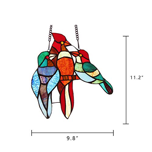 image for ARTZONE Stained Glass Window Hangings, 3 Birds in Stained Glass Window