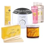 Mylee Salon Quality Waxing Kit Includes Wax Heater, Soft Honey Wax, Waxing Strips, Spatulas, Mylee Pre and After Care Lotion and Equipment Cleaner (Honey)