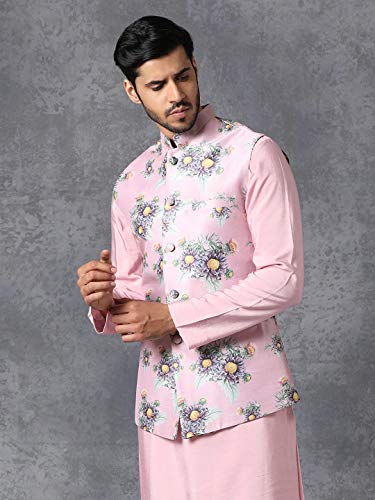 Elina fashion Men's Indian Satin Nehru Jacket || Printed Bandhgala Jodhpuri Sleeve Less Waistcoat ONLY2