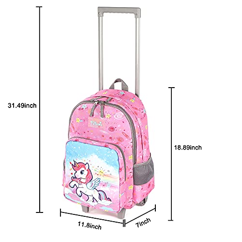 Image of Rolling Backpack 18 inch Double Handle Wheeled Boys Girls Travel School Children Luggage Toddler Trip