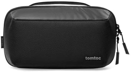 tomtoc Electronic Organizer Accessory Tech Pouch for MacBook Charger, Cables, Power Bank, Hard Drive, Cords, Water-resistant Storage Bag with Removable Card Slots for USB Adapter, Memory Card, Black