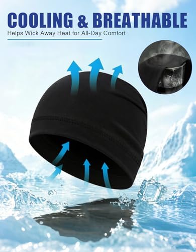 Image of Skull Caps Beanie Hats Under Helmet Liner Cycling Cooling Running Sweat Wicking Skullcap Cap Fits Motorcycle Helmets for Men
