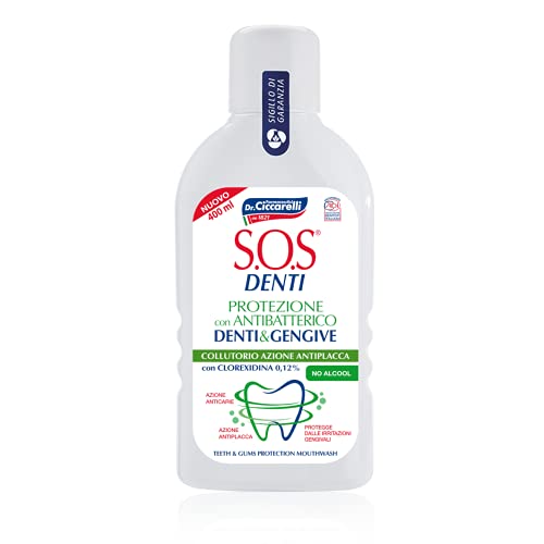 S.O.S Denti Dr Ciccarelli, Collutorio con Clorexidina, Collutorio Specialistico, Protegge le Gengive e Limita la Formazione della Placca Batterica, 100% Made in Italy, Flacone 400 ml