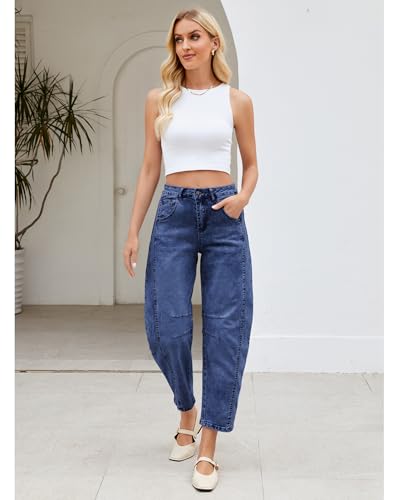 LookbookStore Barrel Jeans Women High Rise Womens Pants Trendy Light Wash Jeans Women Classic Blue Size X-Small Size 0 2 - image 5