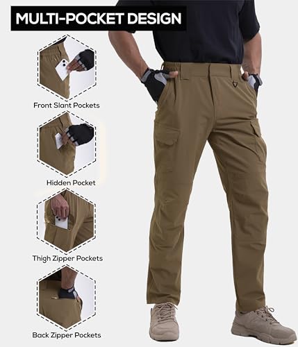 NATUVENIX Lightweight Mens Hiking Pants Quick Dry Travel Pants for Men Water Resistant Work Pants Men with Pockets Outdoor4