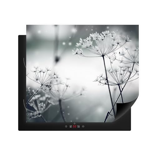 decorwelt Herdabdeckplatte aus Kunststoff Induktionsmatte Herdabdeckmatte Abdeckung Ceranfeld Pusteblume Grau 60x52 cm Abdeckplatte Ceranfeldabdeckung Antirutschmatte Indutionskochfeld Schutz