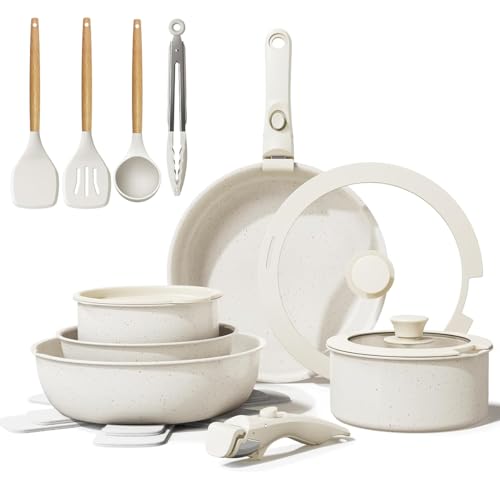 La Mejor Selección de Cazo favoritos de las personas. 49 Juego de Ollas y Sartenes Antiadherentes, bateria de cocina 19 Ollas, Sarten Batería de Cocina, Juego de Sartenes con Mango Desmontable, Sartén para Freír Apto para Cocina de...