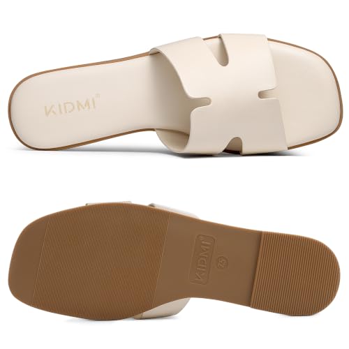 Image of KIDMI Women's Dressy Flat Sandals, Comfortable Slip On Summer Slides, Fashion Open Toe Casual Sandals