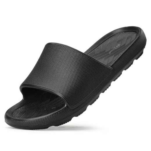 Frykun Shower Shoes for Men and Women,Non-slip Slides Sandals,Black EU44