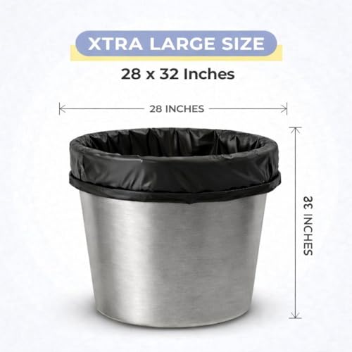 Image of Garbage Bags /Dustbin Bags - 120 Micron Heavy - Duty Trash Bags (28 x 32 Inches) - Extra-Large Leak -Proof Bin Liners for Kitchen, Office - 500g Pack (Black, Pack of 6) - 36 Bags