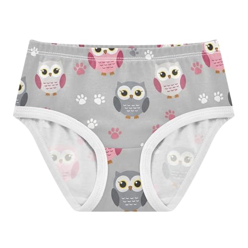 Cute Owls White Footprint Grey Girls Underwear Toddler 2t Cotton Little Girl Panties Personalized Kids Undies Briefs